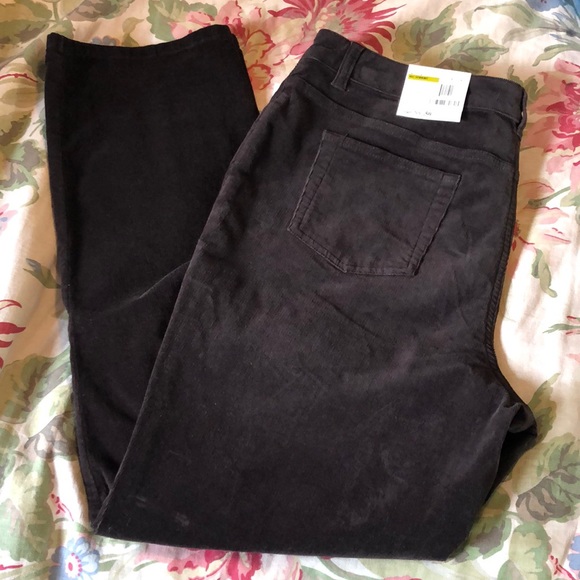 CHARTER CLUB Size 14 Short Corduroy Tummy Slim Panel Chocolate Brown Stretch NEW - Picture 4 of 16